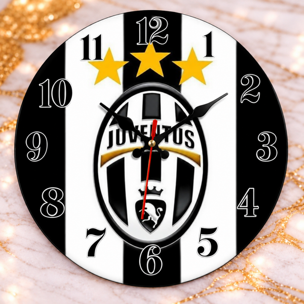 Horloge murale Juventus Ø 20 cm – Décoration football – Supporter Juventus FC – Neuve