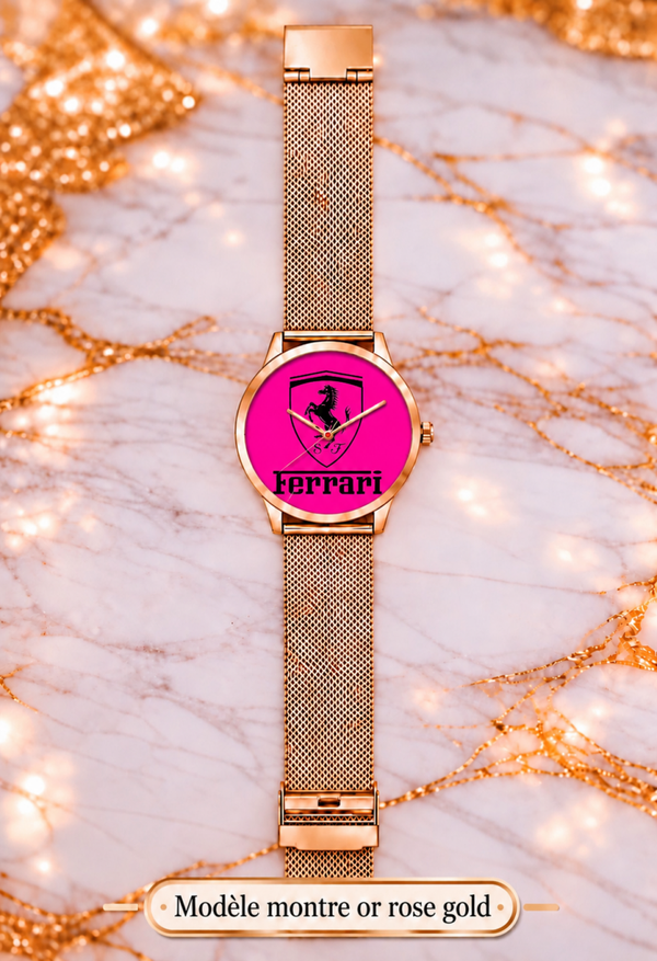 Montre Ferrari Logo Rose – Montre Bracelet Sport et Élégante – 3 Coloris – LTDF Création
