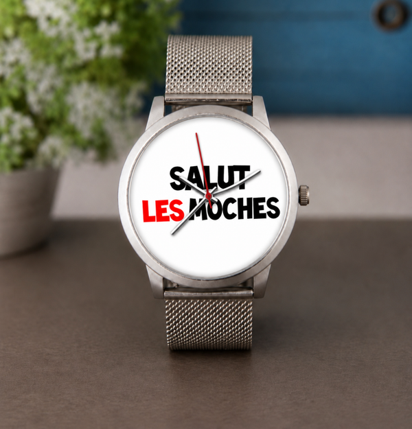Montre Personnalisée « Salut les moches » – Montre Bracelet Personnalisable – 3 Coloris – LTDF Création