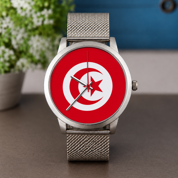 Montre Tunisie – Montre Bracelet Drapeau Tunisien – 3 Coloris – LTDF Création