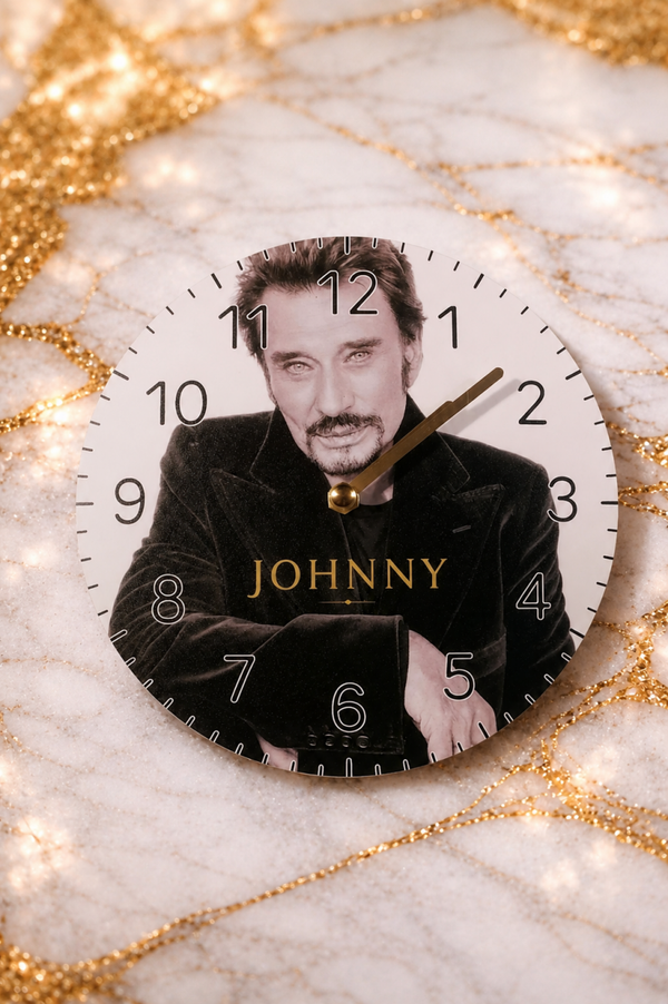 Horloge murale Johnny Hallyday Ø 20 cm – Design hommage