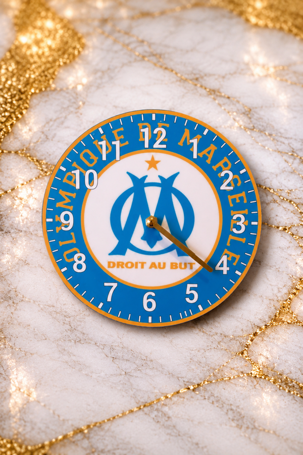 Horloge Murale Olympique de Marseille 20 cm – Horloge Décorative OM | Boutique LTDF Création