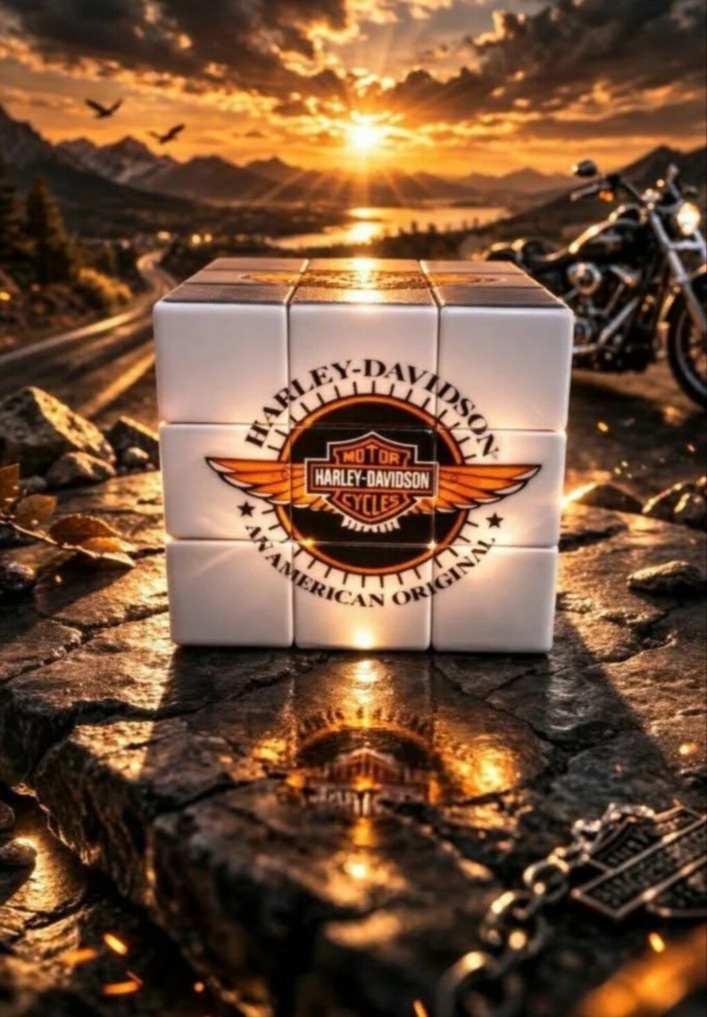 Rubik’s Cube Harley-Davidson – Cube Puzzle Moto 5x5 cm | Boutique LTDF Création