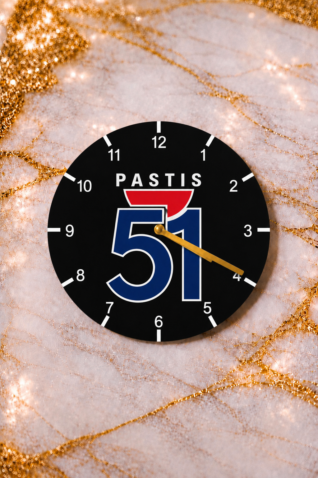 Horloge murale Pastis Ø 20 cm – Coloris blanc ou noir – Design vintage – Neuve