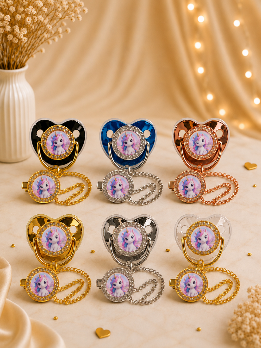 🦄✨ Tétine Strass Licorne Baby – Un monde magique dès les premiers jours  Offrez à bébé une tétine originale inspirée de l'univers des licornes, imaginée par LTDF Creation. Un accessoire doux, féerique et élégant qui apporte une touche de magie au quotidi