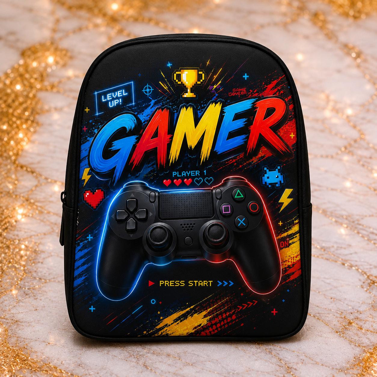 Sac à dos Gamer 40 x 30 cm – Sac gaming, école, voyage et loisirs – LTDF Création