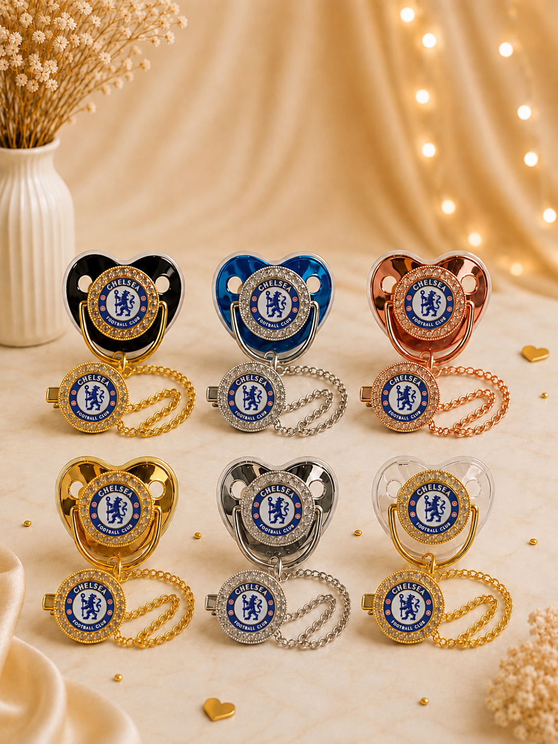 Tétine Strass inspirée de l’univers Chelsea Football Club – La passion du football dès les premiers jours