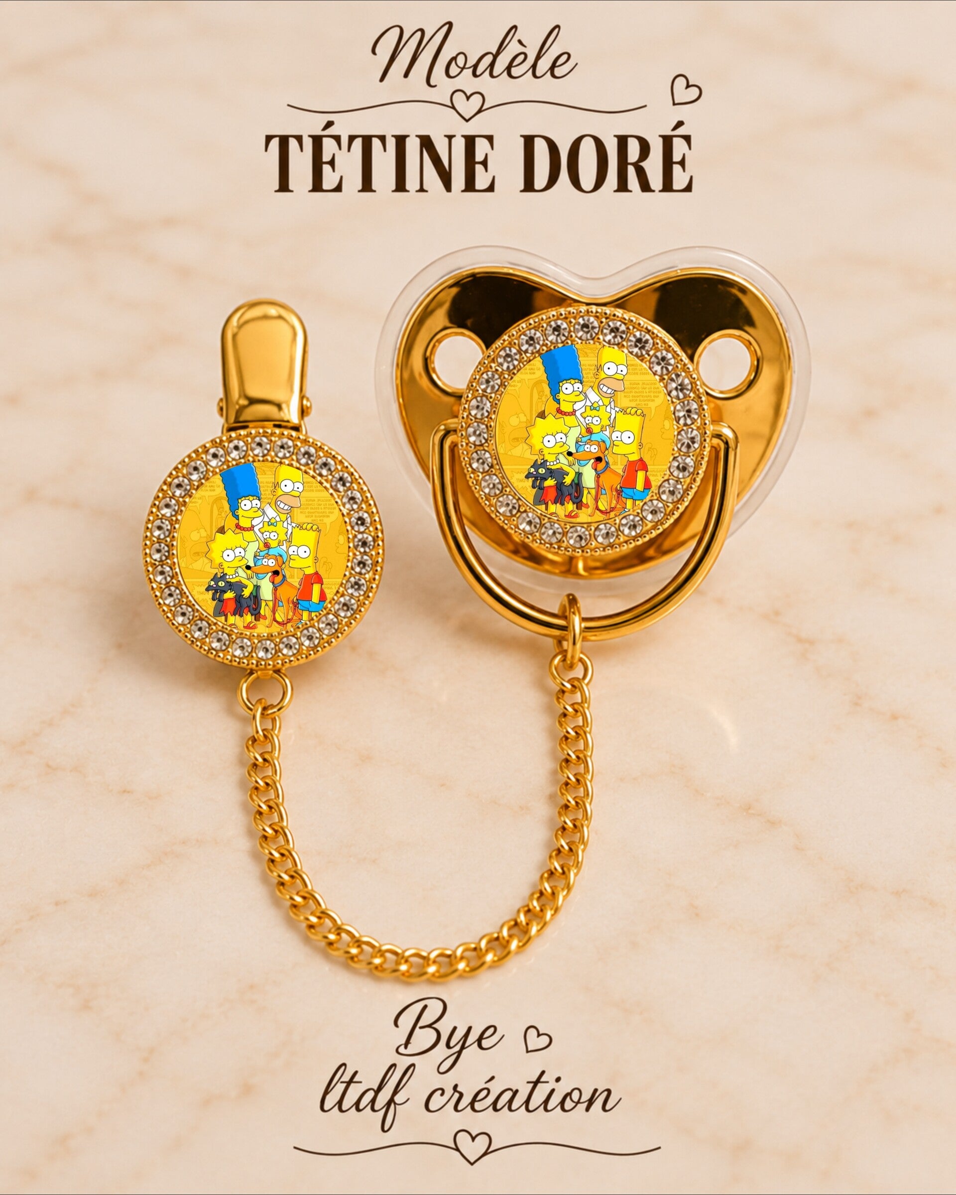 Tétine Strass inspirée de l’univers des Simpson – Tétine bébé originale et personnalisée