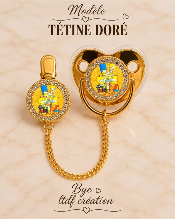 Tétine Strass inspirée de l’univers des Simpson – Tétine bébé originale et personnalisée