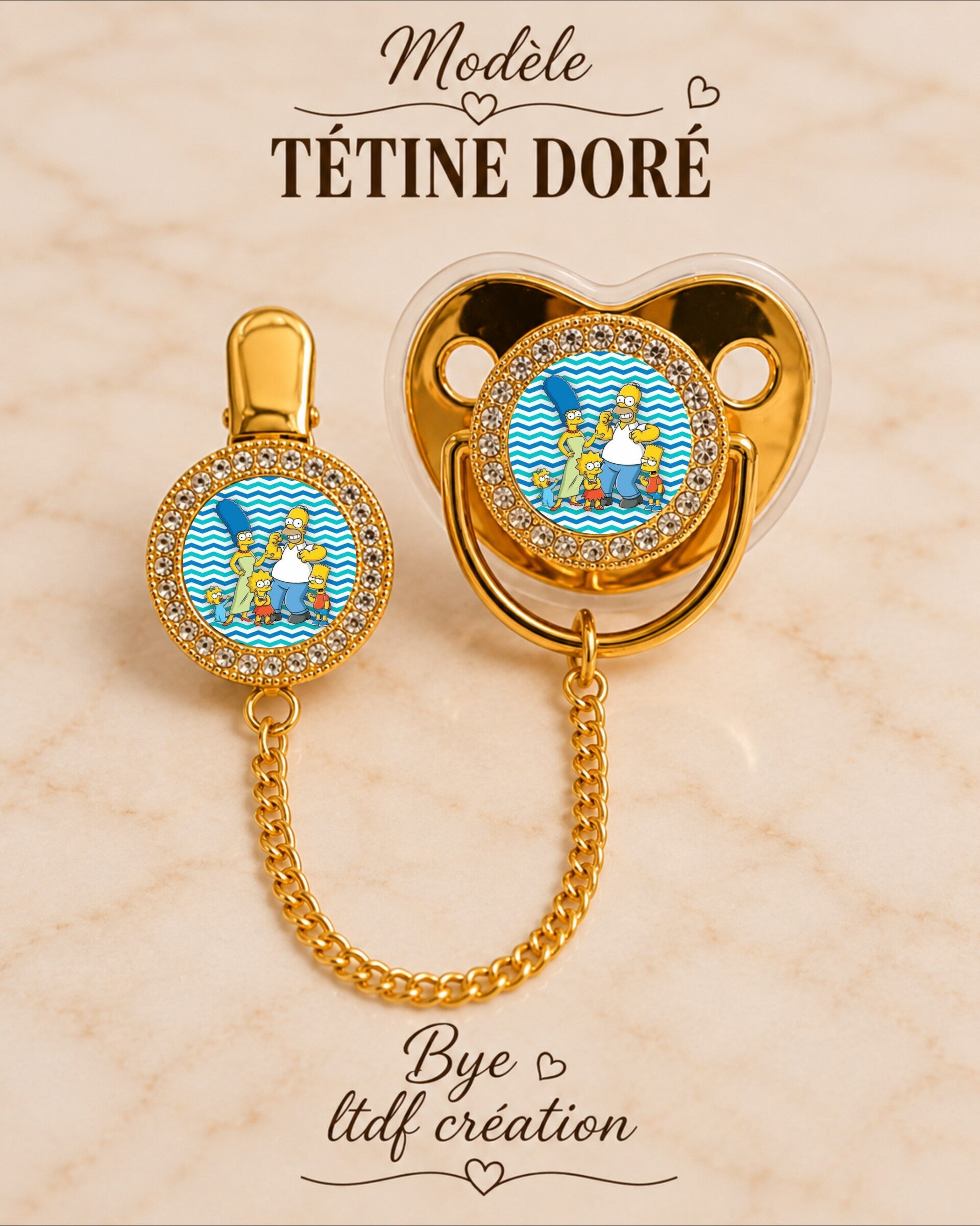 Tétine Strass inspirée de l’univers des Simpson – Tétine bébé originale et personnalisée