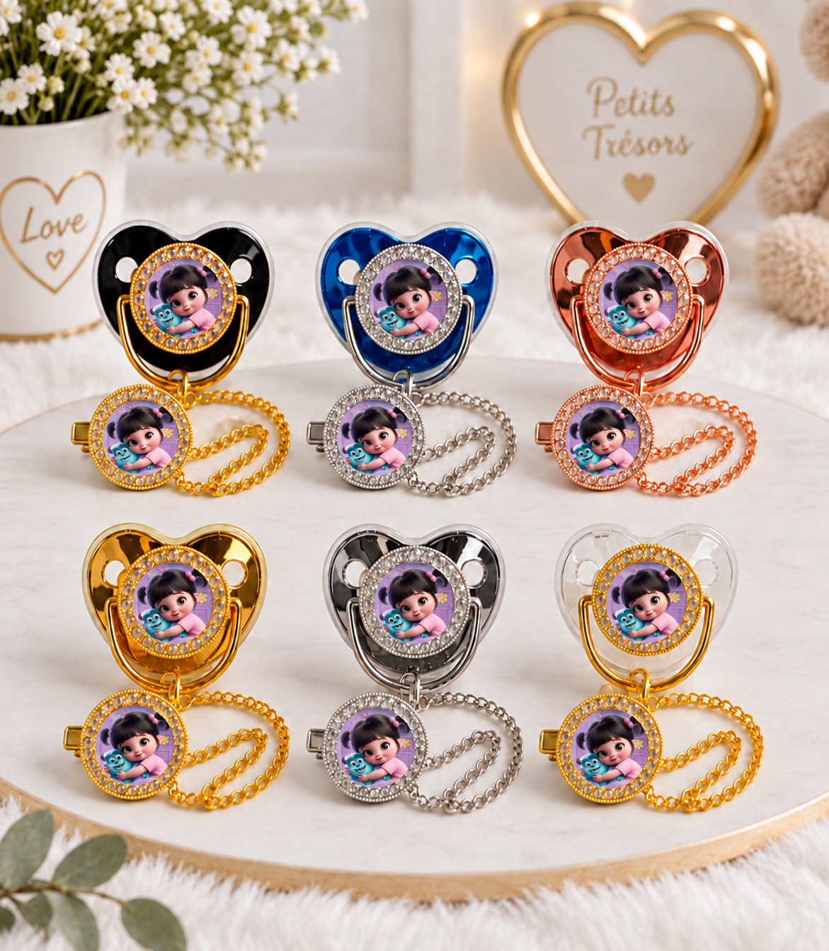Tétine Strass Baby inspirée de l’univers Monstres & Cie – Une touche de fantaisie pour bébé