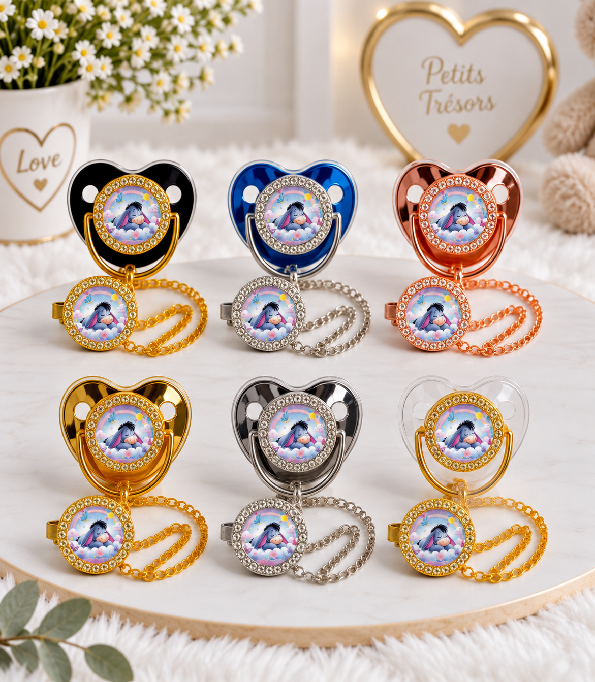 Tétine Strass Baby inspirée de Bourriquet – Une touche de douceur pour bébé