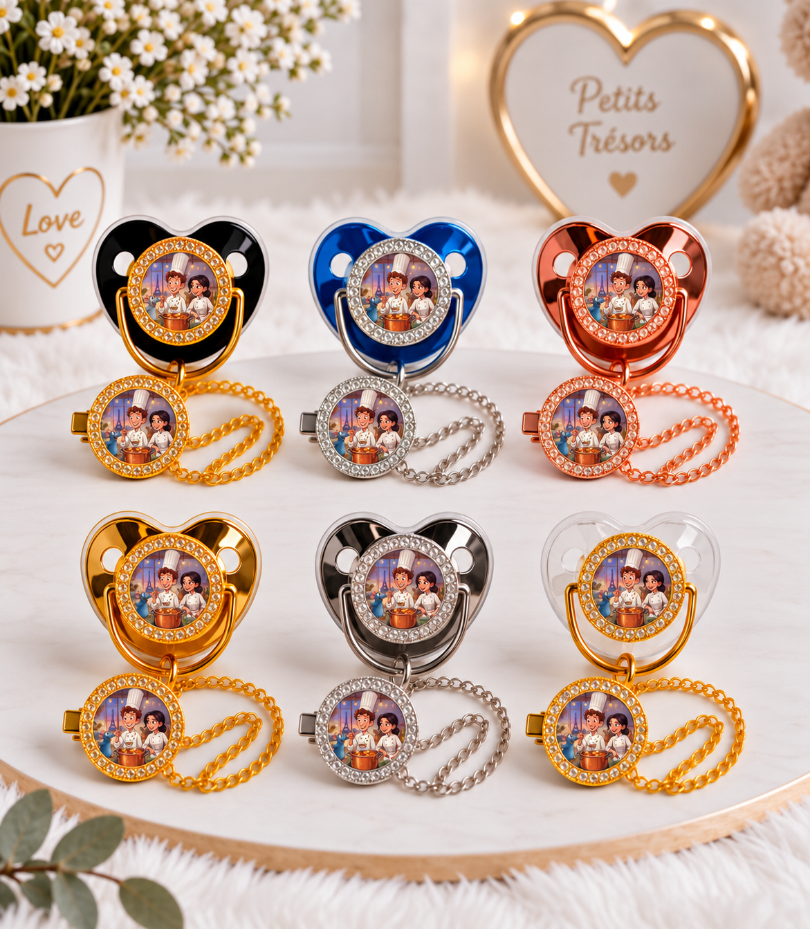 Tétine Strass Baby inspirée de l’univers Ratatouille – Une touche de magie pour bébé