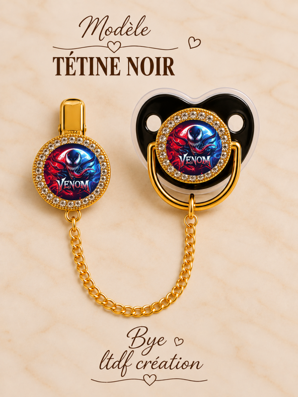 Tétine Strass Baby inspirée de Venom et Spider-Man – Une touche de caractère pour bébé