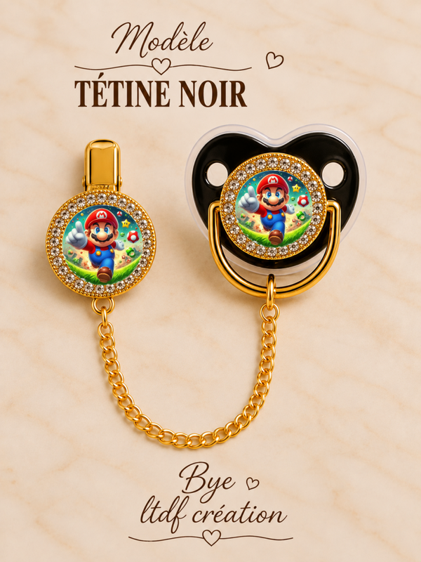 Tétine Strass Baby inspirée de l’univers Super Mario – Une touche de fun pour bébé