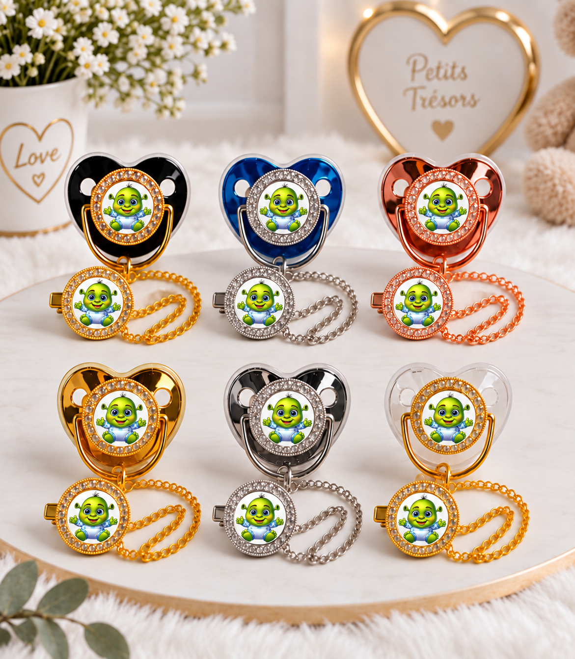 Tétine Strass Baby inspirée de l’univers Shrek – Une tétine bébé originale et pleine de fantaisie