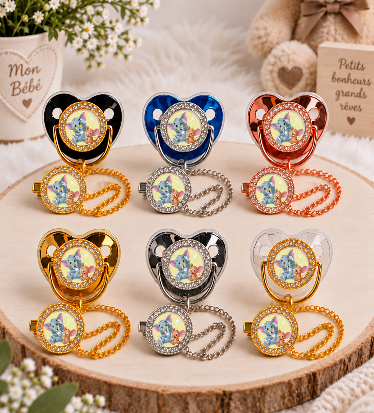 Tétine Strass Baby inspirée de Tom & Jerry – Une touche de malice pour bébé