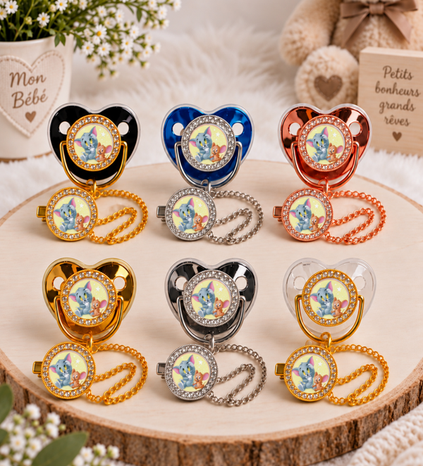 Tétine Strass Baby inspirée de Tom & Jerry – Une touche de malice pour bébé