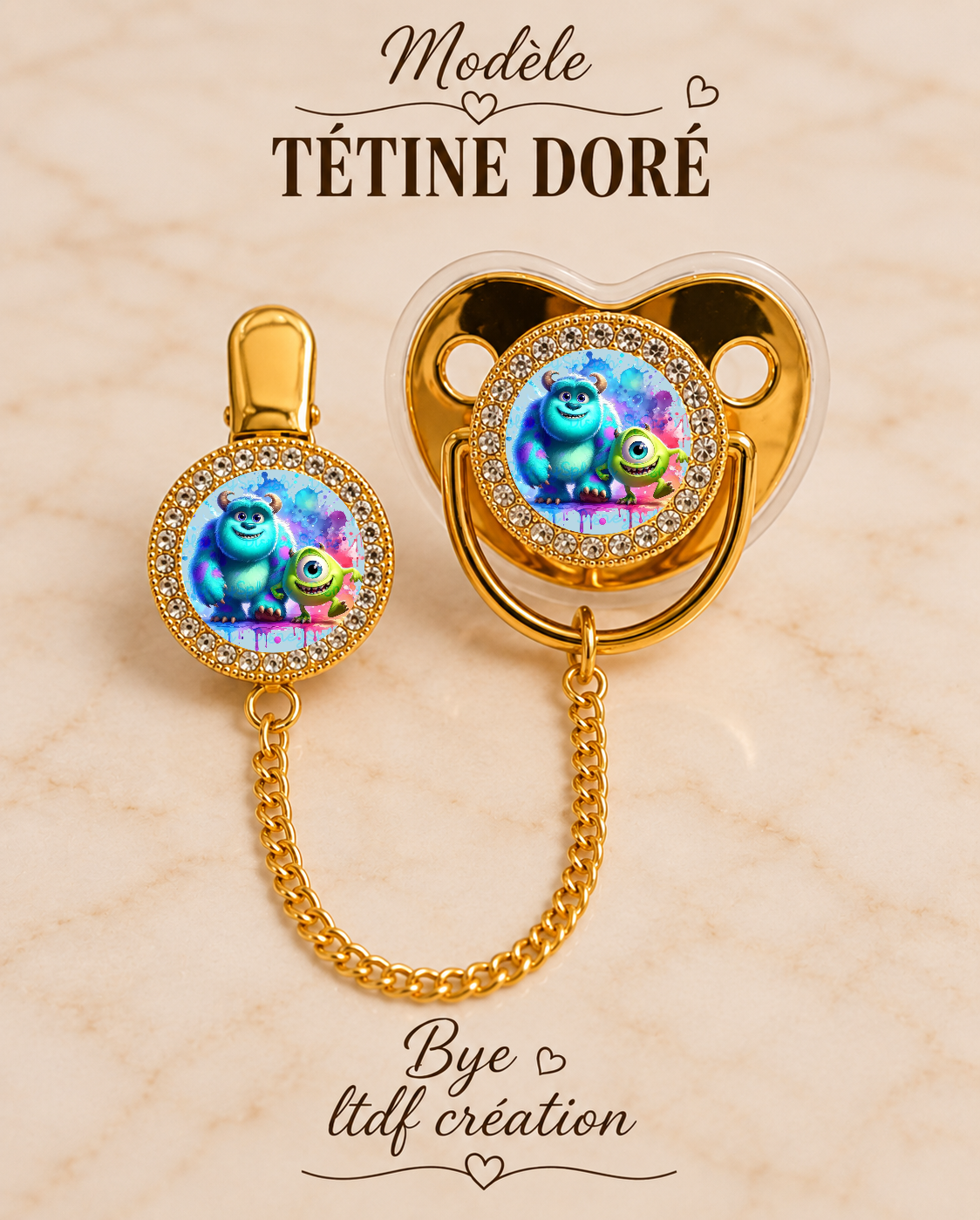 Tétine Strass Baby inspirée de l’univers Monstres & Cie – Une touche de fantaisie pour bébé