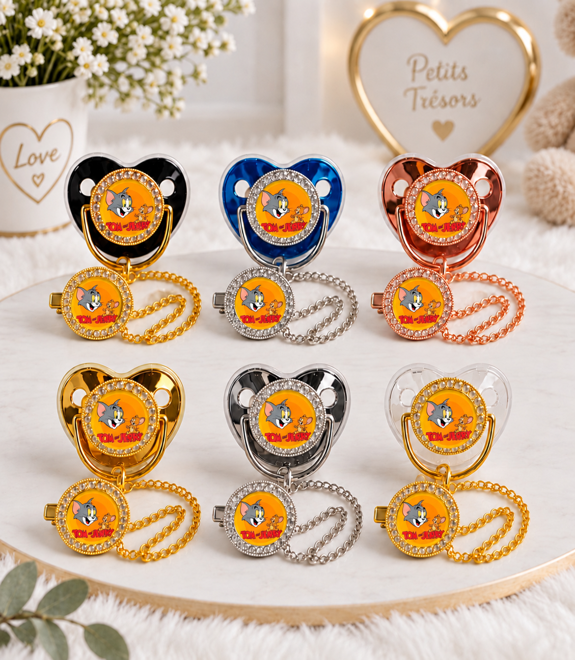 Tétine Strass Baby inspirée de Tom & Jerry – Une touche de malice pour bébé