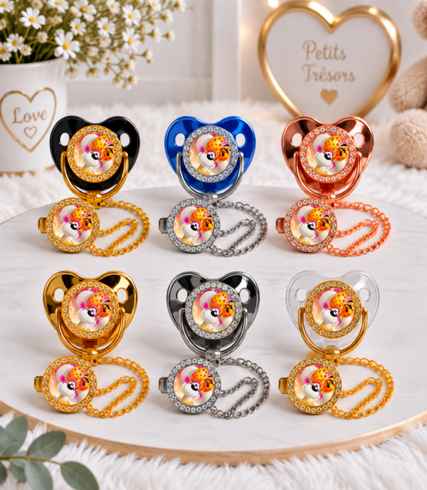 Tétine Strass Baby Diddl & Diddlina – Tétine bébé personnalisée avec attache