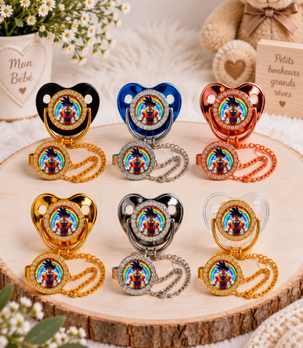 Tétine Strass Baby Dragon Ball Z – Tétine bébé personnalisée avec attache