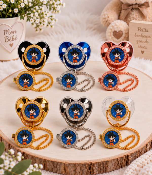 Tétine Strass Baby Dragon Ball Z – Tétine bébé personnalisée avec attache