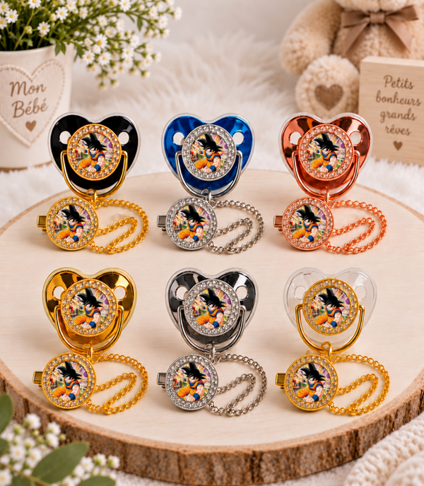Tétine Strass Baby Dragon Ball Z – Tétine bébé personnalisée avec attache
