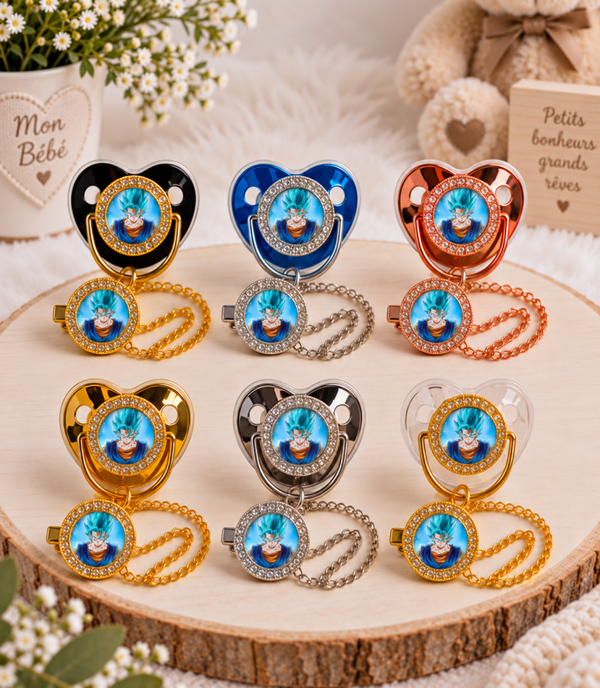 Tétine Strass Baby Dragon Ball Z – Tétine bébé personnalisée avec attache