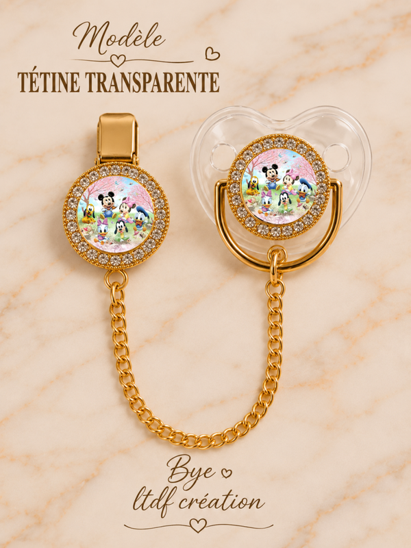 Tétine Strass Baby Disney – Tétine bébé personnalisée avec attache