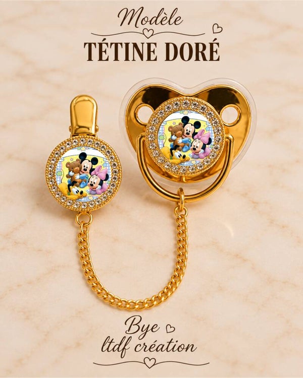 Tétine Strass Baby Disney – Tétine bébé personnalisée avec attache