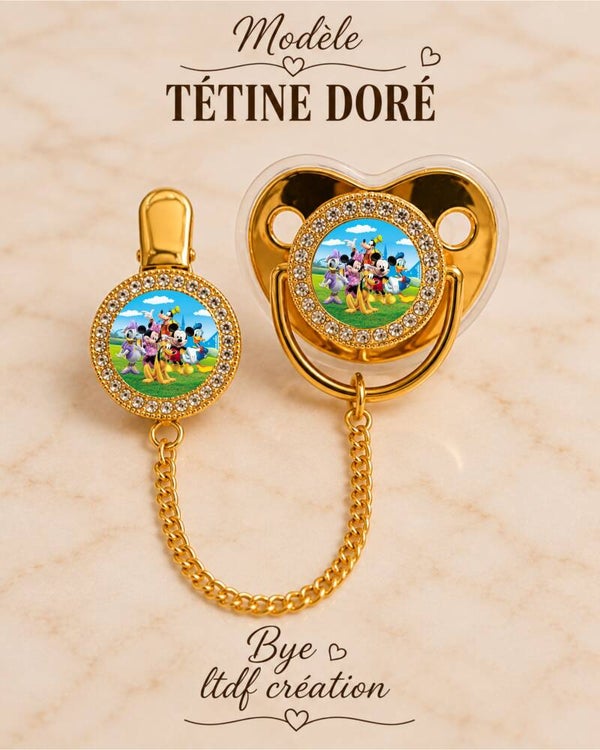 Tétine Strass Baby Disney – Tétine bébé personnalisée avec attache