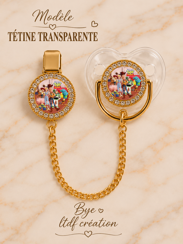 Tétine Strass Baby Toy Story – Tétine bébé personnalisée avec attache