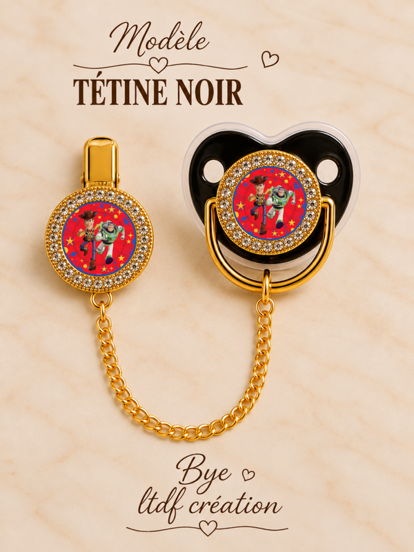 Tétine Strass Baby Toy Story – Tétine bébé personnalisée avec attache