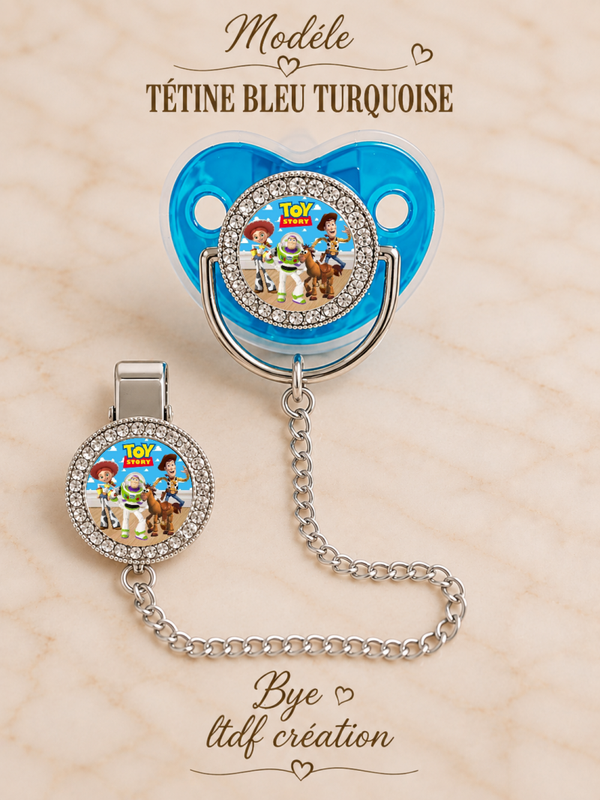Tétine Strass Baby Toy Story – Tétine bébé personnalisée avec attache
