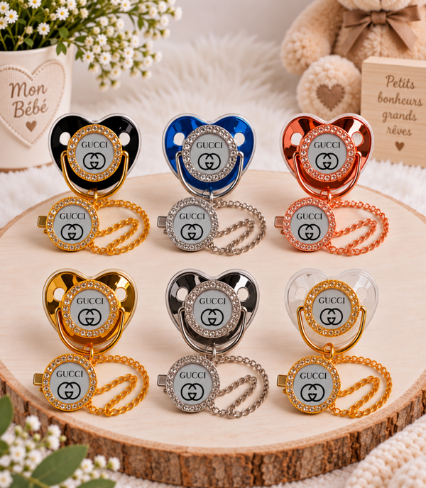 Tétine Strass Baby Gucci – Tétine bébé personnalisée avec attache