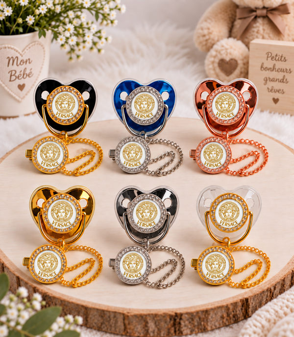 Tétine Strass Baby Versace – Tétine bébé personnalisée avec attache