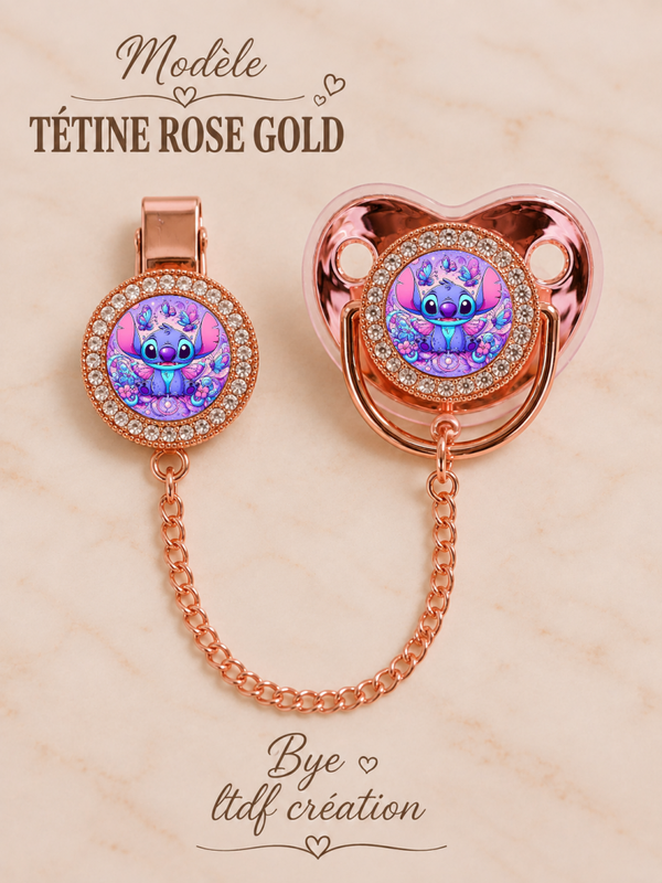 Tétine Strass Baby Stitch – Tétine bébé personnalisée avec attache