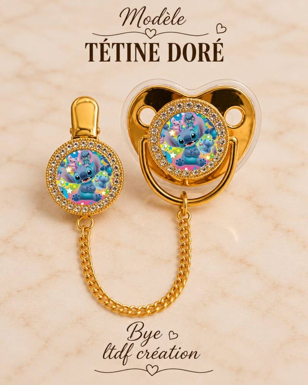 Tétine Strass Baby Stitch – Tétine bébé personnalisée avec attache