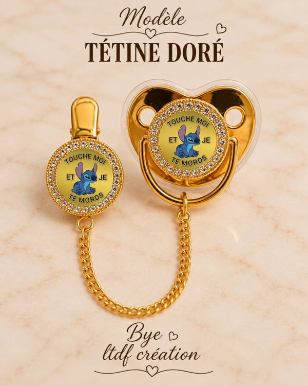 Tétine Strass Baby Stitch – Tétine bébé personnalisée avec attache