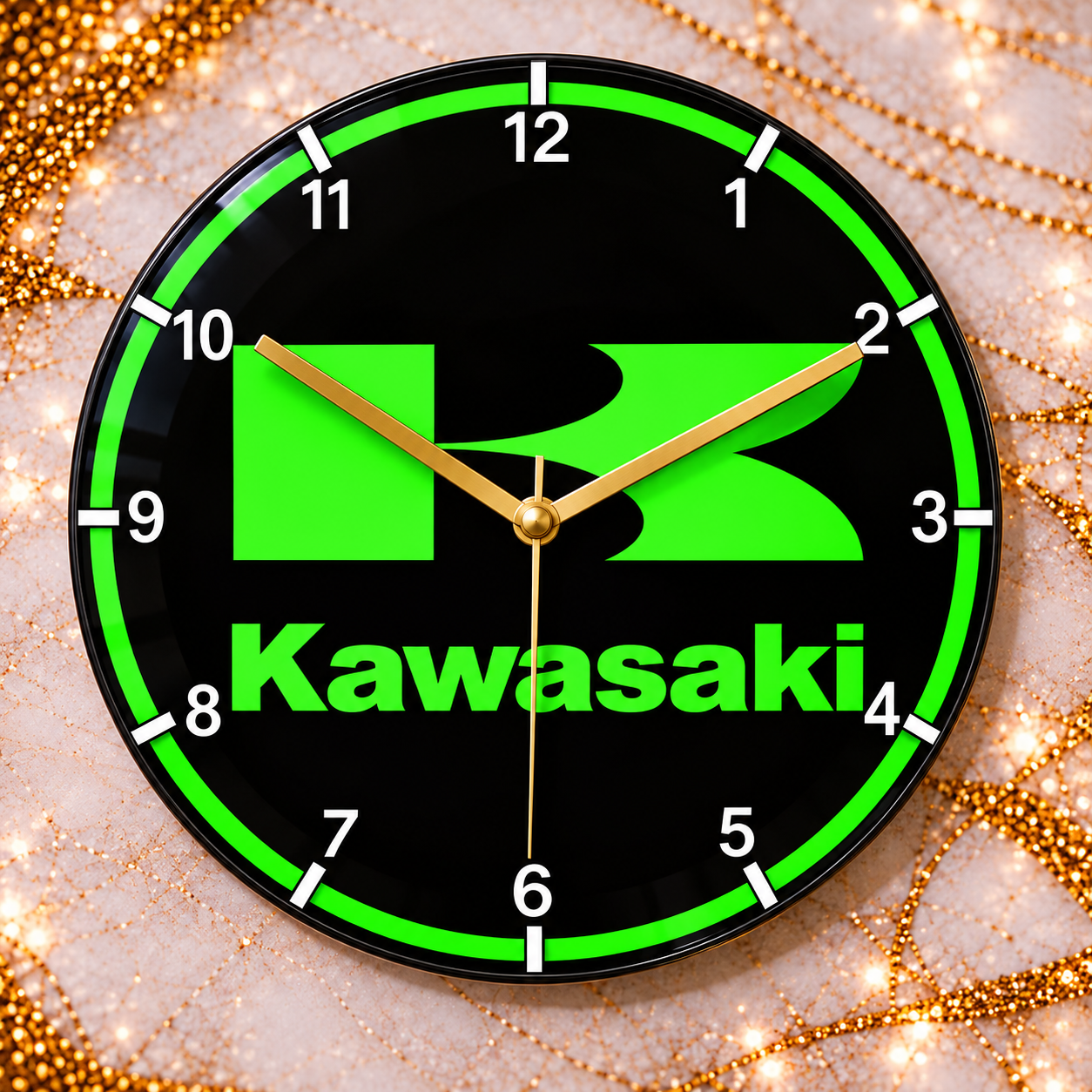 Horloge murale Kawasaki Ø 20 cm – Décoration moto – Passion motard – Neuve