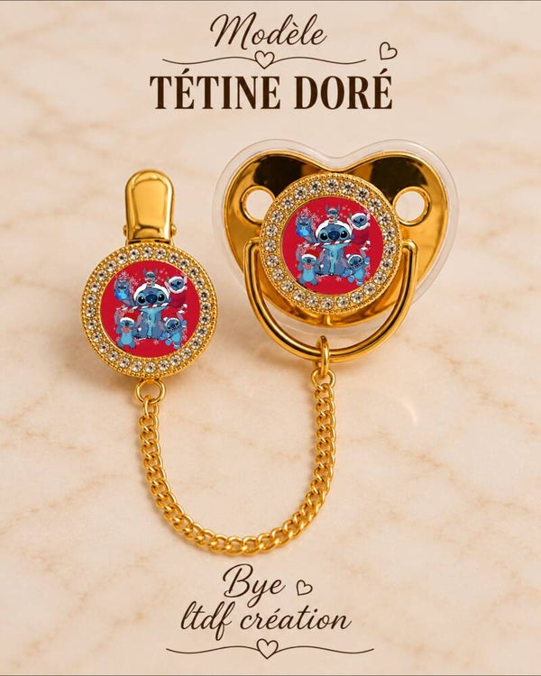 Tétine Strass Baby Stitch – Tétine bébé personnalisée avec attache