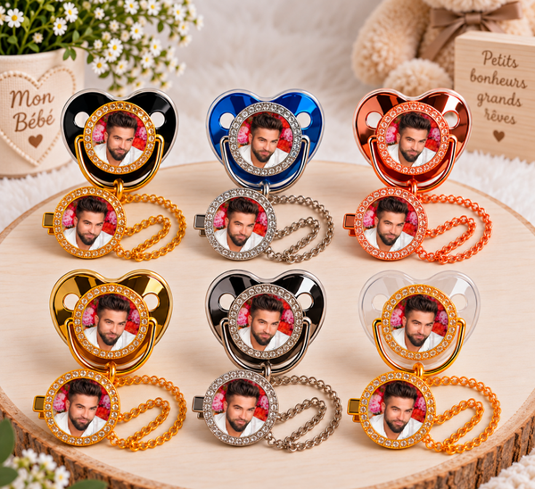 Tétine Strass Baby Kendji – Tétine bébé personnalisée avec attache