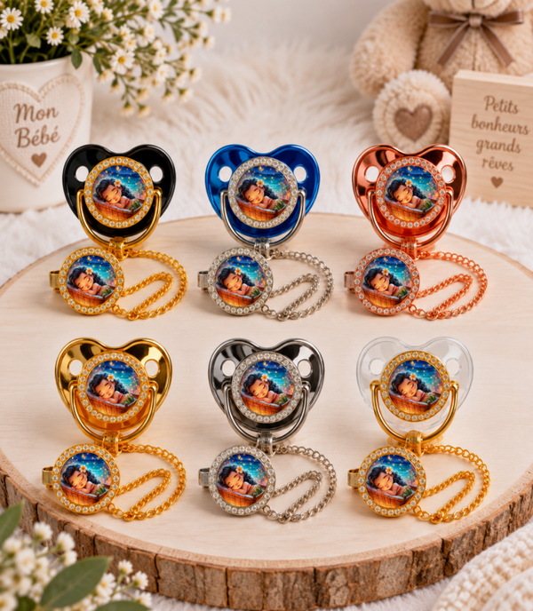 Tétine Strass Baby Disney – Tétine bébé personnalisée avec attache