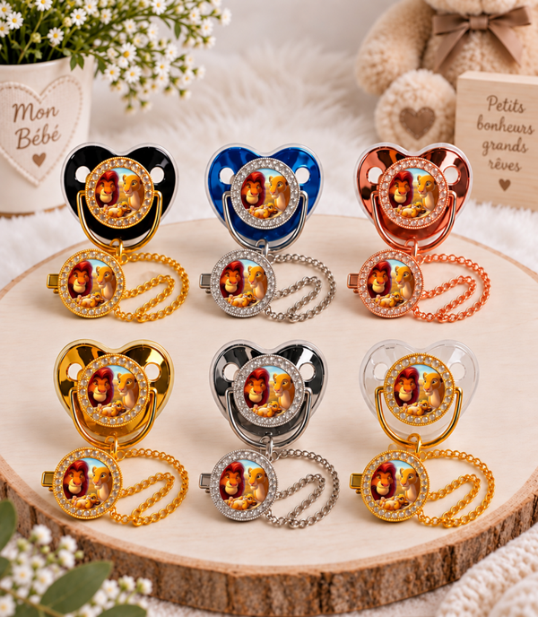 Tétine Strass Baby Simba Le Roi Lion – Tétine bébé personnalisée avec attache