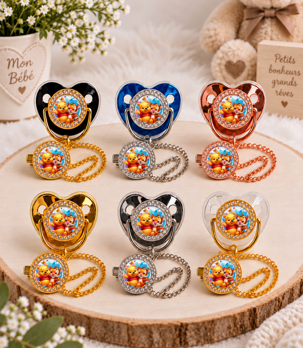 Tétine Strass Baby Disney – Tétine bébé personnalisée avec attache