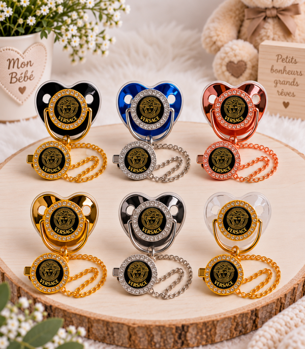 Tétine Strass Baby Versace – Tétine bébé personnalisée avec attache