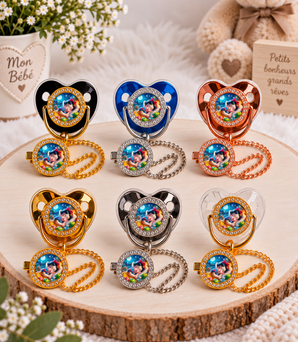 Tétine Strass Baby Disney – Tétine bébé personnalisée avec attache