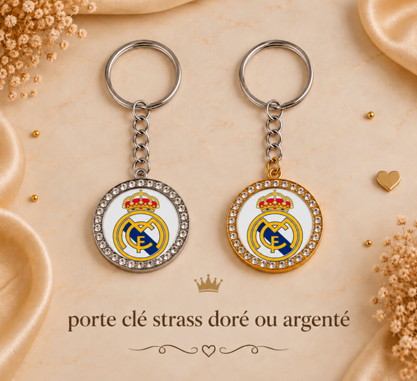 Collection Bijoux Real Madrid – Colliers, Bracelets, Bagues, Boucles d’Oreilles et Porte-Clés Strass pour Supporters du Real Madrid
