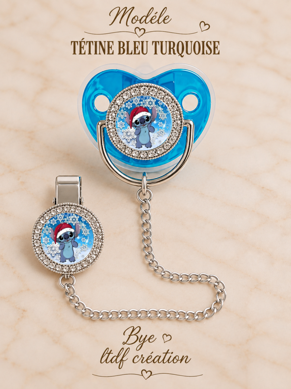 Tétine Strass Baby Stitch – Tétine bébé personnalisée avec attache